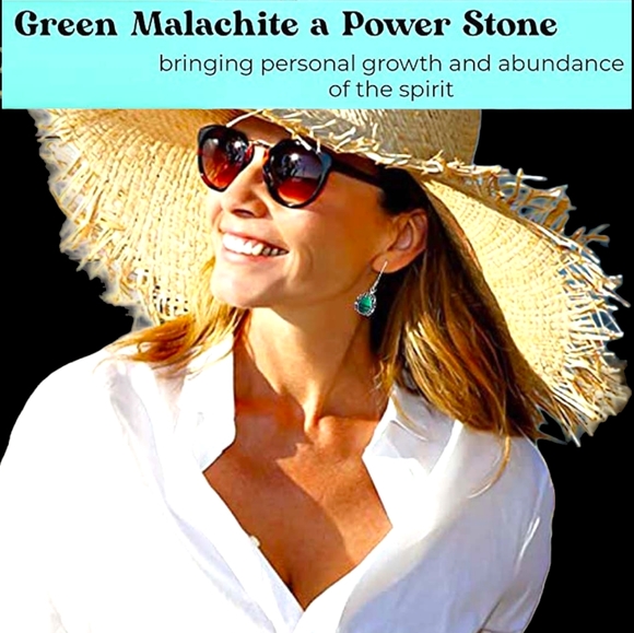 🔥PRICE DROP🔥NWT ARTISAN AFRICAN MALACHITE STERLING SILVER DANG EARRINGS - Picture 8 of 8